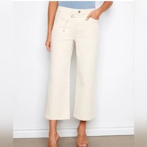 Cropped Wide-Leg Cream Jeans